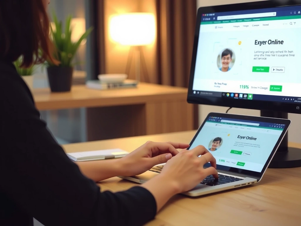 Imagine a unei persoane care navighează pe un laptop, simbolizând utilizarea serviciilor online